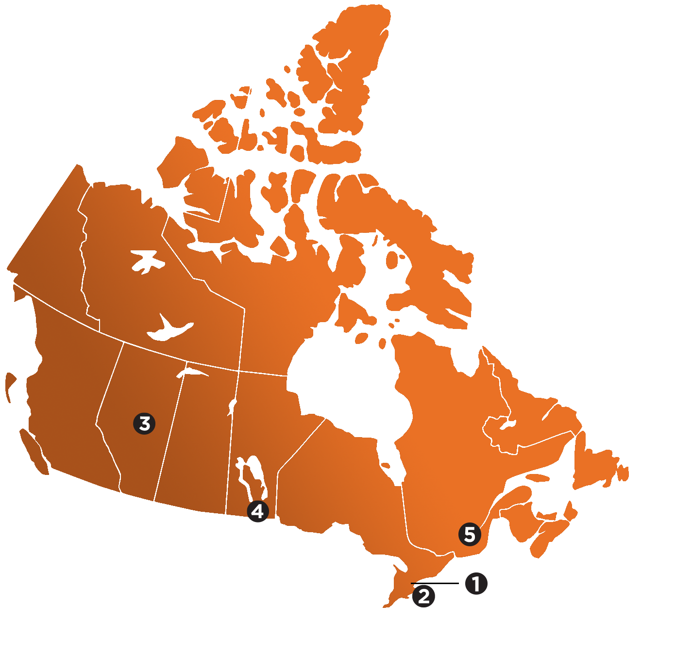 Map of Canada featuring labs in Toronto, Hamilton, Edmonton, Winnipeg and Montreal.